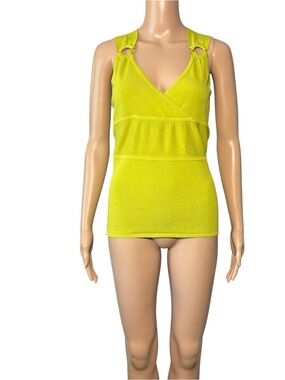 Marquis Women's Knit Tank Top Size L Green Rayon Blend Stretch Sleeveless V-Neck